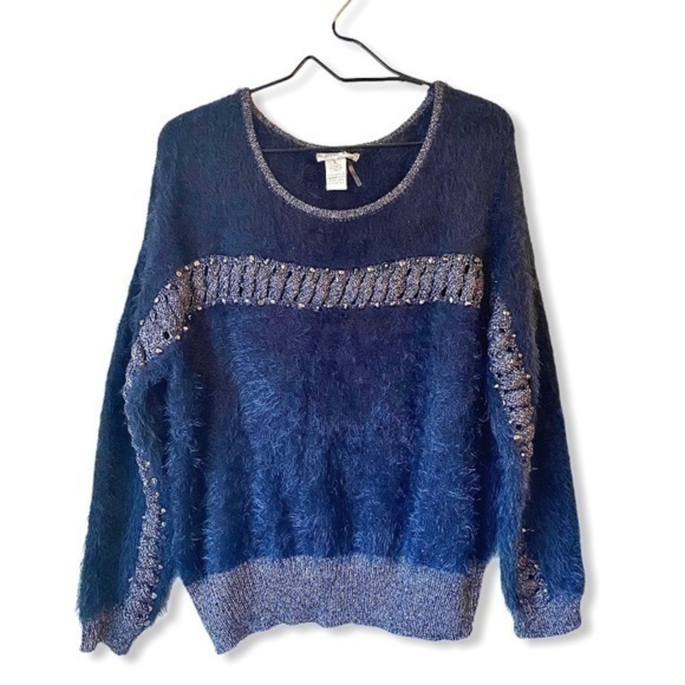 Alberto Makali blue eyelash long sleeve top